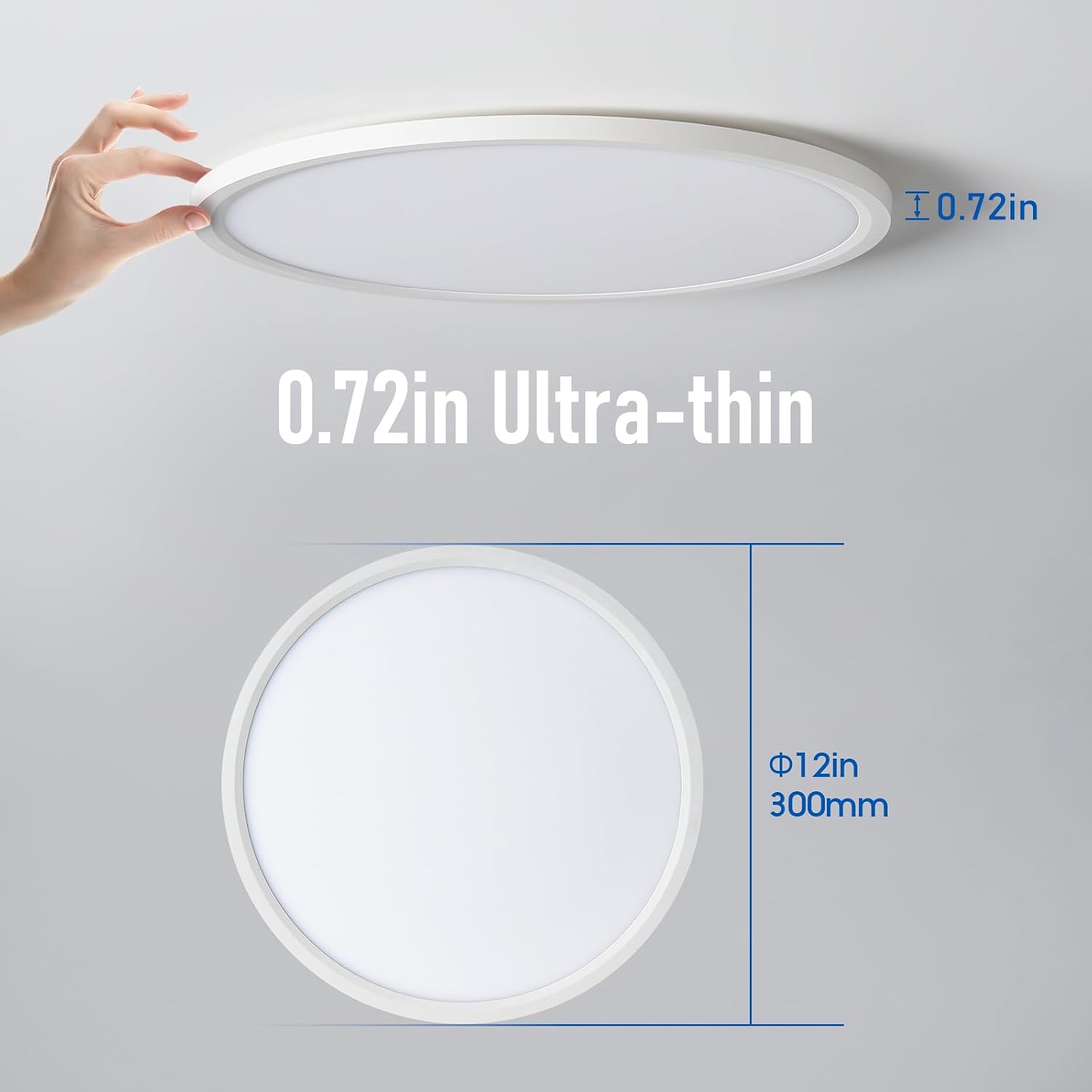 6 Pack 12 Inch Hardwired Dimmable LED Flush Mount Ceiling Light Fixtures, 24W 2640LM 3000K/4000K/5000K, House Upgrade Led Lights for Bedroom Hallway Laundry Room Rental Units, 240W Equiv., Black - Image 4